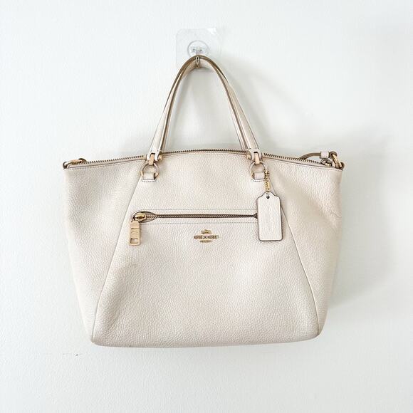 Coach Prairie Pebbled Leather Top Handle Crossbody Bag Cream - Picture 1 of 7